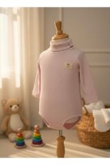 Balıkçı Yaka Uzun Kollu Body Pembe