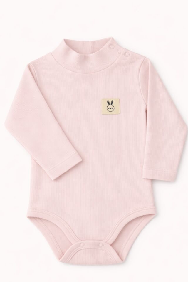 Balıkçı Yaka Uzun Kollu Body Pembe