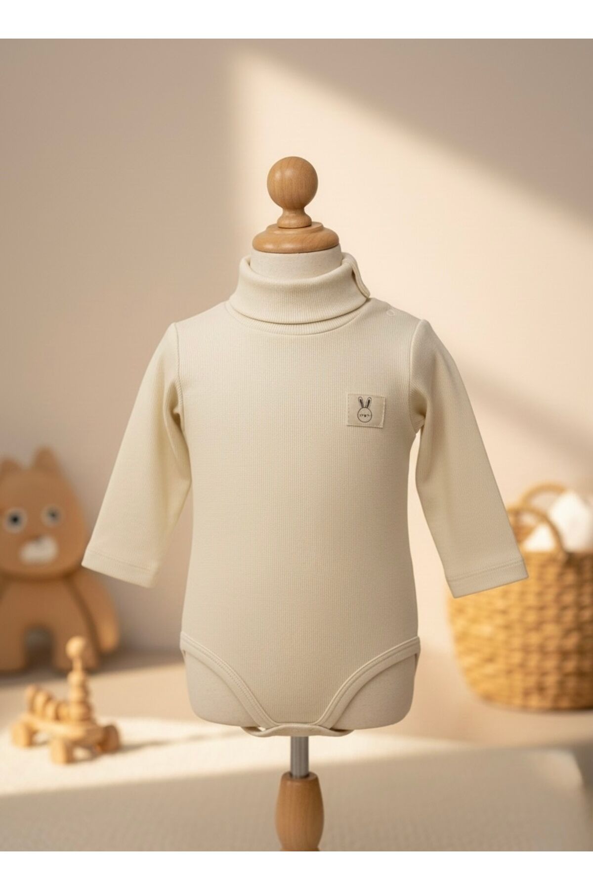 Balıkçı Yaka Uzun Kollu Body Bej