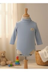 Balıkçı Yaka Uzun Kollu Body Mavi