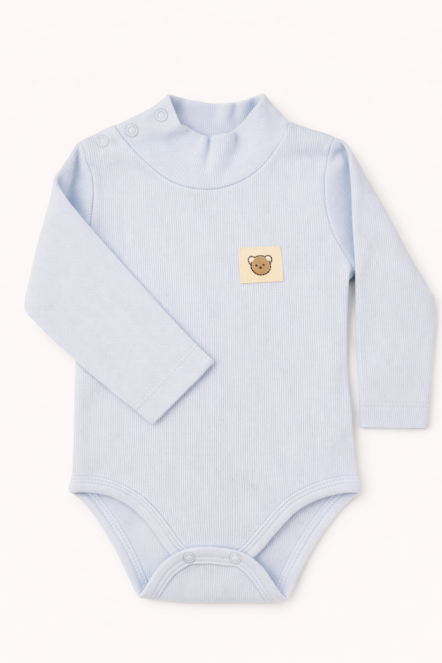 Balıkçı Yaka Uzun Kollu Body Mavi