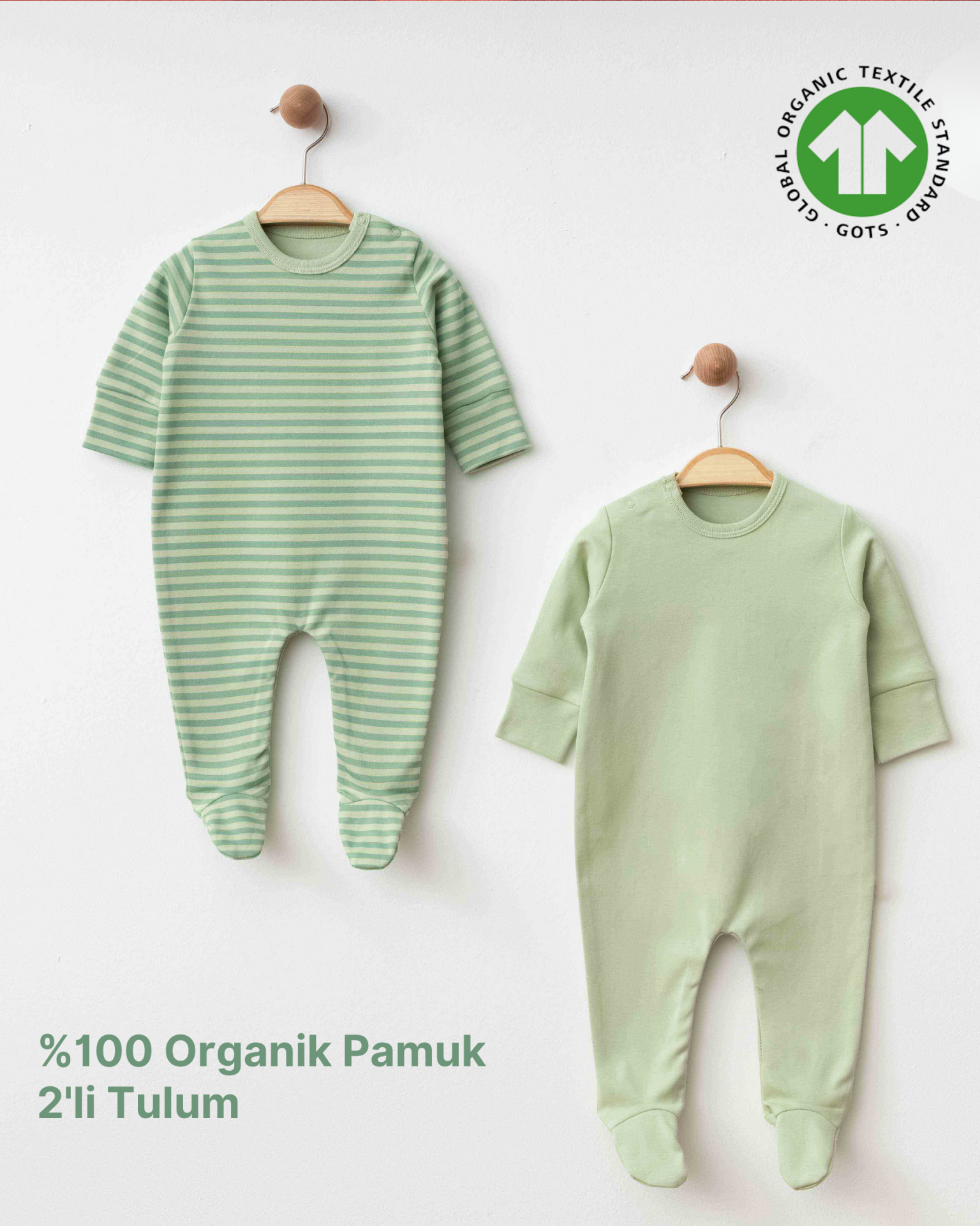 Patikli 2’li Tulum Organik Pamuk Yeşil