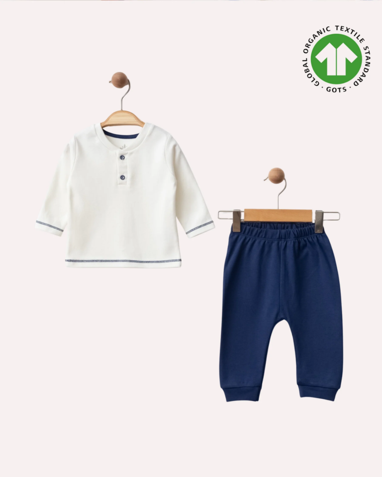 Uzay Desenli Kapüşonlu 3’lü Organik Pamuk Erkek Bebek Takımı