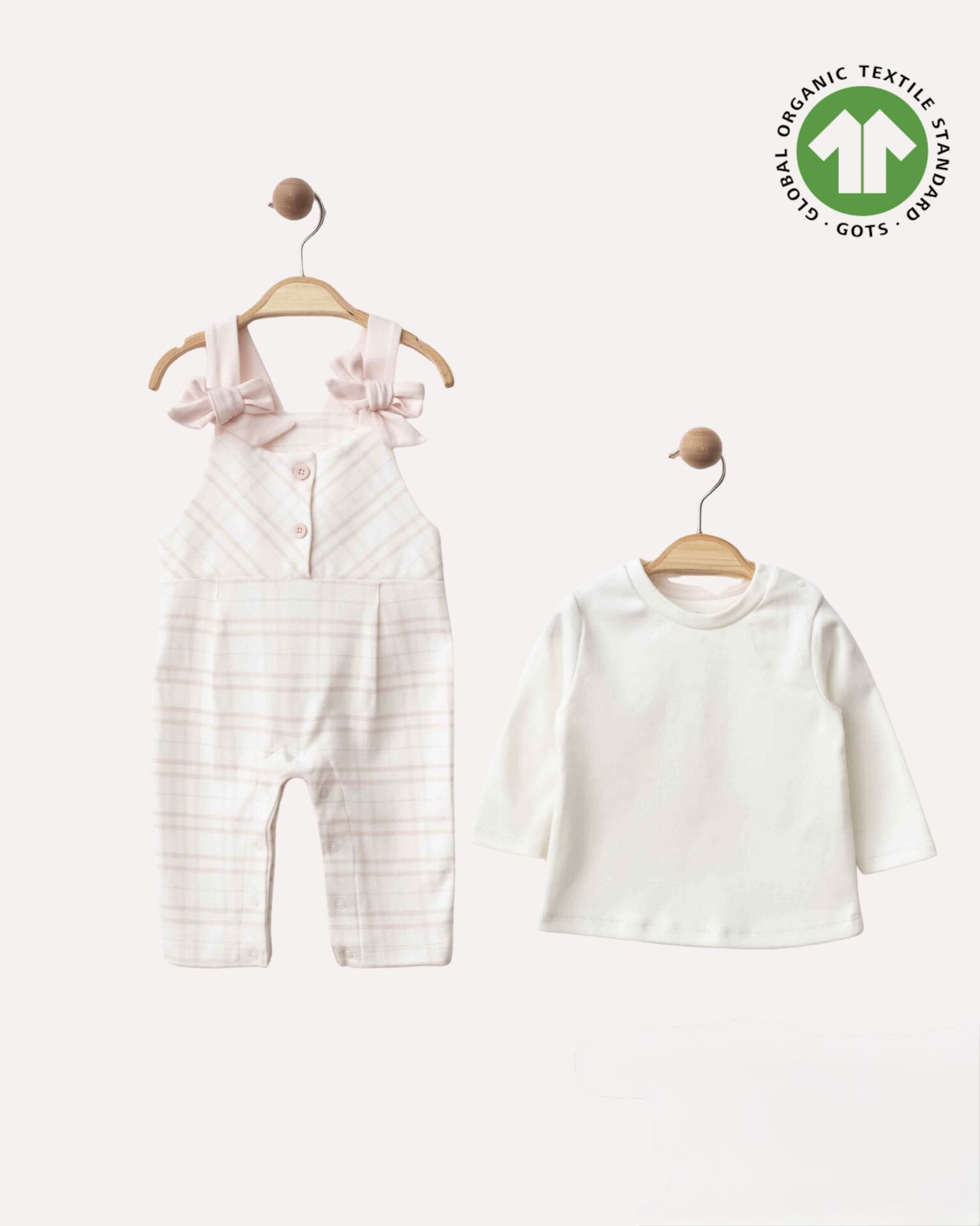 Fiyonklu Organik Pamuk Kız Bebek Tulum Body Takımı