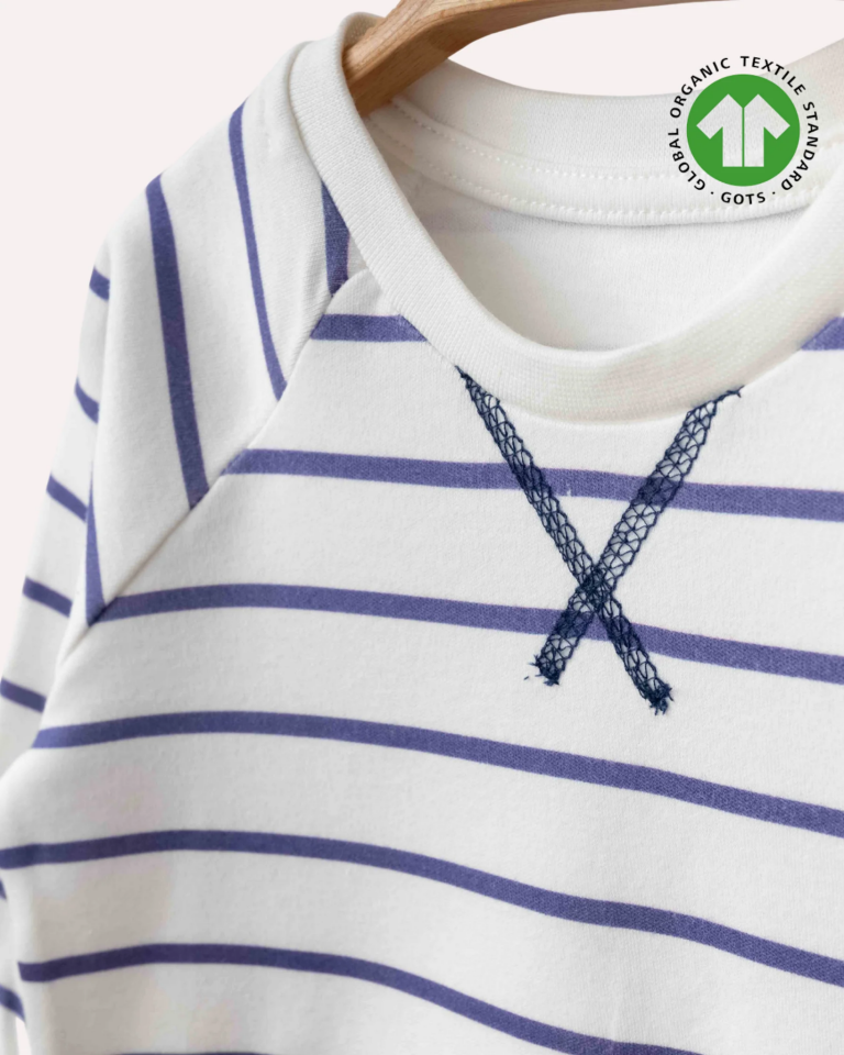 Lacivert Çizgili Organik Pamuk Erkek Bebek Sweatshirt Pantolon Takımı