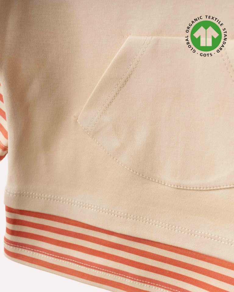 Çizgili Kapüşonlu Organik Pamuk 2’li Bebek Takımı Bej