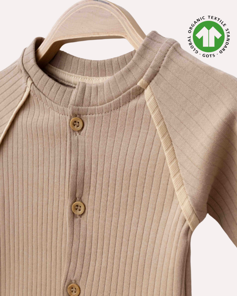 Ayıcık Nakışlı Ayaklı Bebek Vizon Tulum