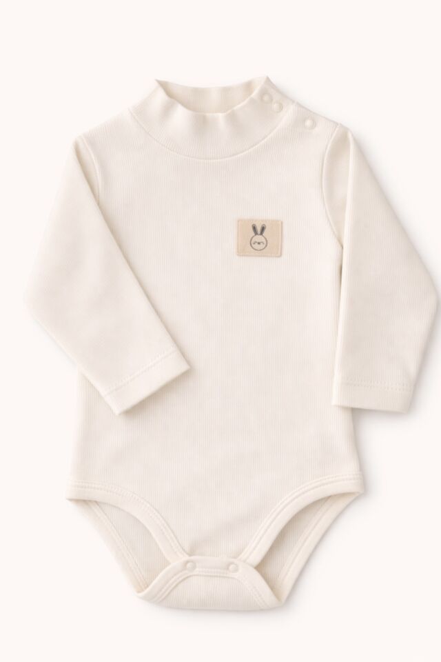 Balıkçı Yaka Uzun Kollu Body Beyaz