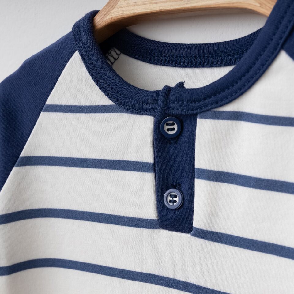 Navy Stripe Premium Organik Pamuk Body&Ayaklı Pantolon Takımı